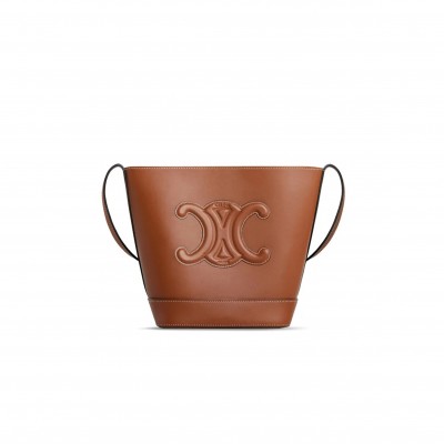 CELINE SMALL BUCKET BAG IN CUIR TRIOMPHE SMOOTH COWHIDE 198243DU3.04LU (22*18*13cm)
